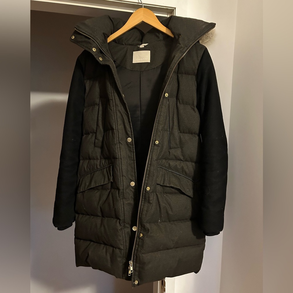 Soia & Kyo Black and Dark Green Puffer Jacket
